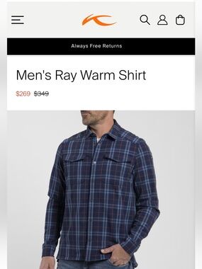Men's Ray Warm Shirt - Navy Plaid Button-Down